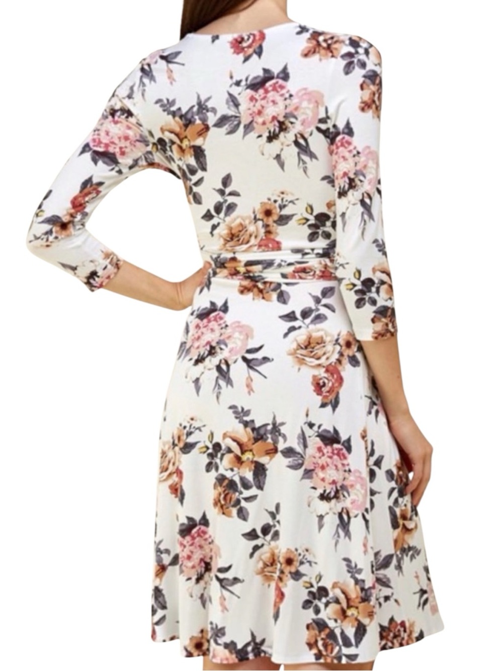 NEW Vintage Floral Print 3/4 Sleeves Mock Wrap Dress Women’s Small - Picture 12 of 13